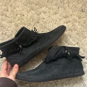 Black Fringe UGG Ankle Boots